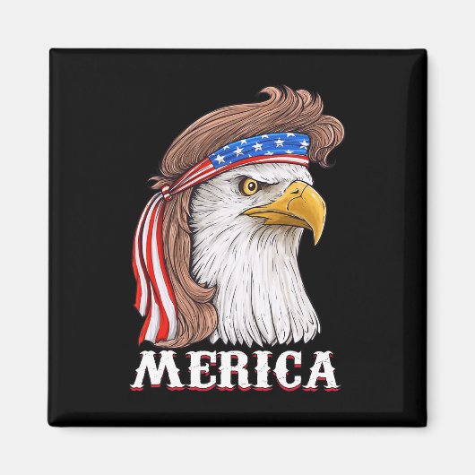 Eagle Mullet 4 juli Amerikaanse vlag Merica Magneet (Voorkant)