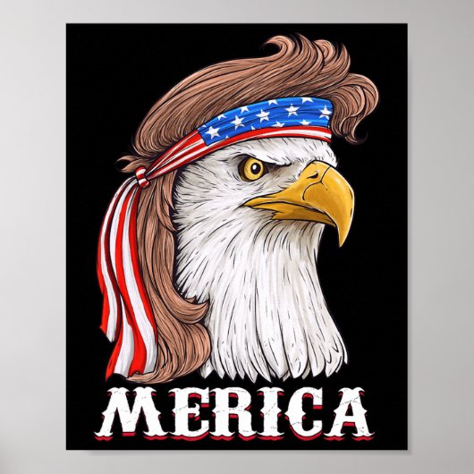 Eagle Mullet 4 juli Amerikaanse vlag Merica Poster (Voorkant)