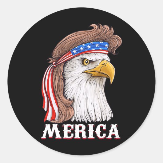 Eagle Mullet 4 juli Amerikaanse vlag Merica Ronde Sticker (Voorkant)