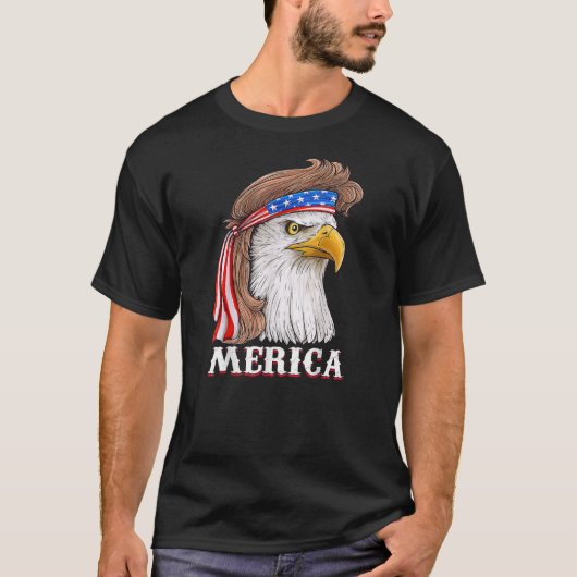 Eagle Mullet 4 juli Amerikaanse vlag Merica T-shirt (Voorkant)