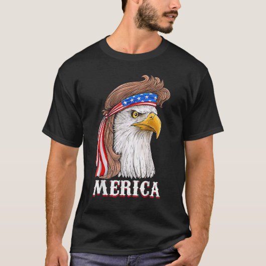 Eagle Mullet 4 juli Amerikaanse vlag Merica T-shirt (Voorkant)