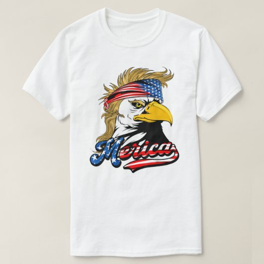 Eagle Mullet 4 juli Amerikaanse vlag Merica T-shirt (Design voorkant)