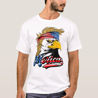 Eagle Mullet 4 juli Amerikaanse vlag Merica T-shirt