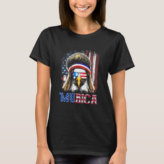Eagle Mullet 4 juli Amerikaanse vlag Merica T-shirt (Voorkant)