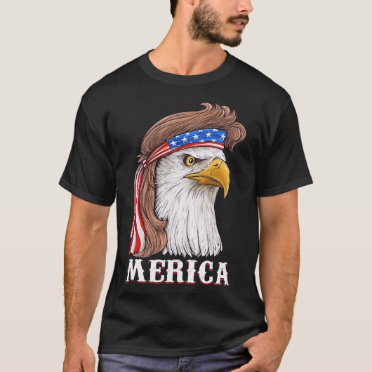Eagle Mullet 4 juli Amerikaanse vlag Merica T-shirt (Voorkant)