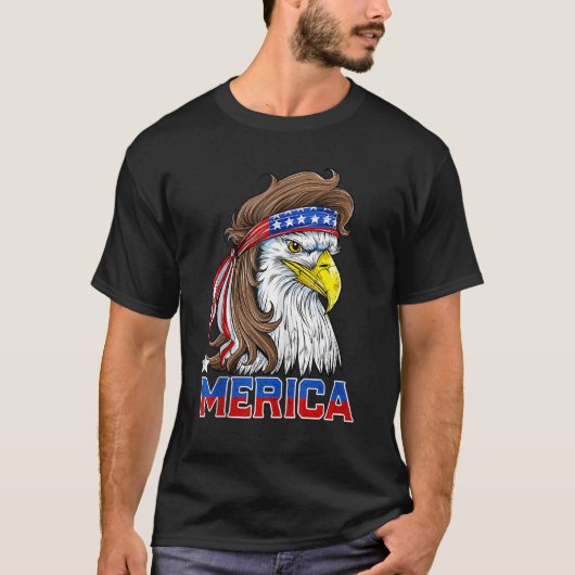 Eagle Mullet 4 juli Amerikaanse vlag Merica T-shirt (Voorkant)