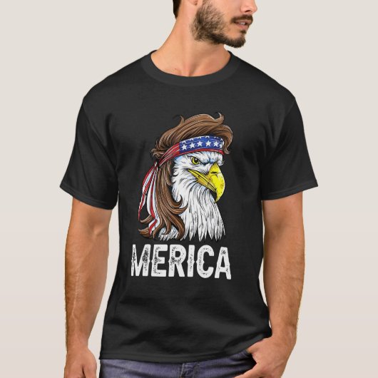 Eagle Mullet 4 juli Amerikaanse vlag Merica T-shirt (Voorkant)