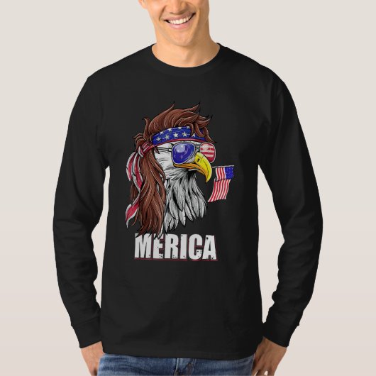 Eagle Mullet 4th Of July USA American Flag Merica  T-shirt (Voorkant)