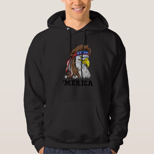 Eagle Mullet Merica, 4 juli Amerikaanse vlag Hoodie (Voorkant)