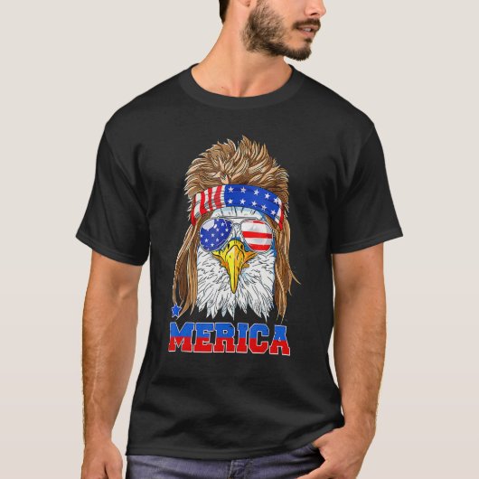 Eagle Mullet Merica  Men 4th of July American Flag T-shirt (Voorkant)