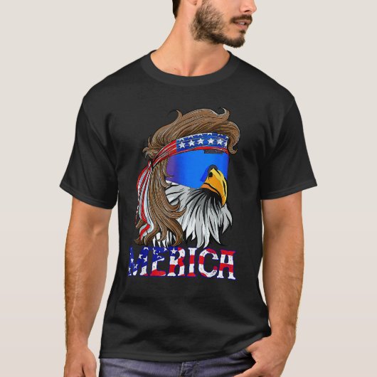 Eagle Mullet Sunglasses Merica 4th Of July USA Ame T-shirt (Voorkant)
