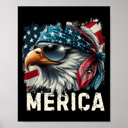 Eagle Mullet Sungles Merica 4 juli Usa Amerikaanse Poster (Voorkant)