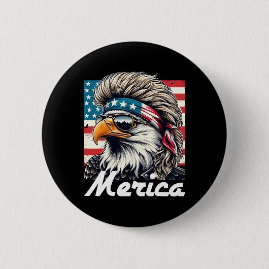Eagle Mullet Sungles Merica 4 juli Verenigde State Ronde Button 5,7 Cm (Voorkant)