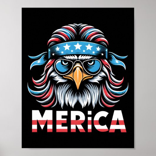 Eagle Mullet Sungles Merica Verenigde Staten Ameri Poster (Voorkant)