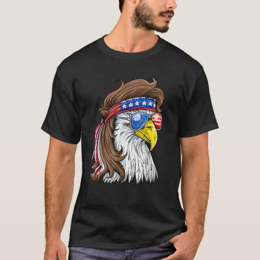Eagle Mullet zonnebril Amerikaanse vlag USA 4th of T-shirt (Voorkant)
