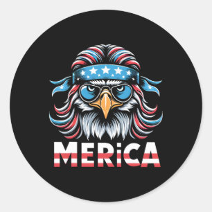 Eagle Mullet Zonnebril Merica Usa Amerikaanse Vlag Ronde Sticker