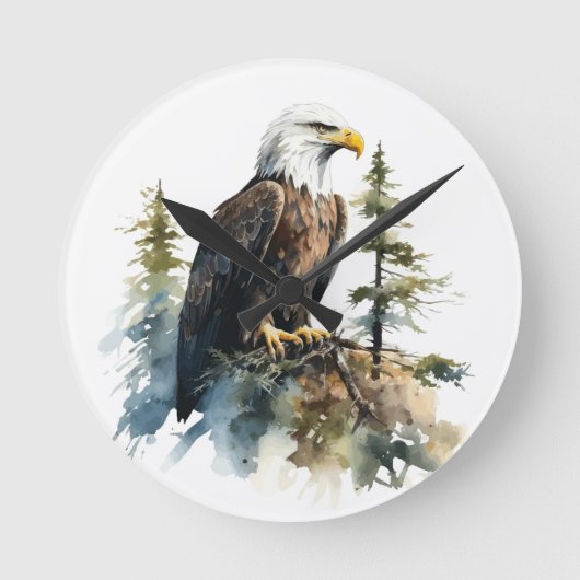 Eagle Natuur Wildlife Clock Ronde Klok (Voorkant)
