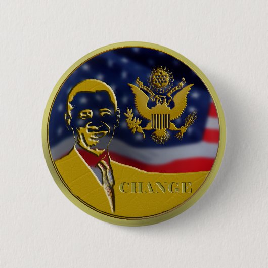Eagle, Obama, Change - Gepersonaliseerd Ronde Button 5,7 Cm (Voorkant)