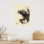 Eagle on Pine Antiek Japans Druk Poster (Keuken)