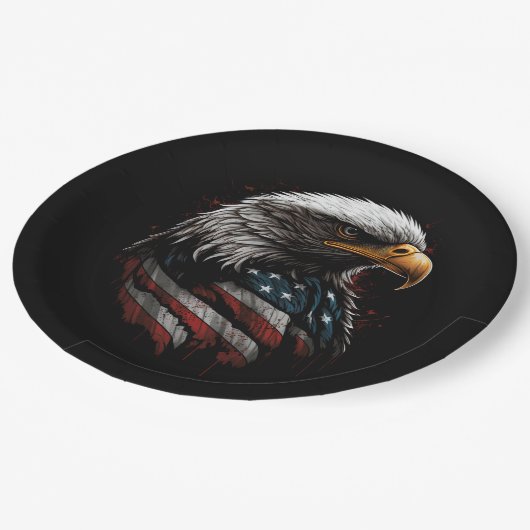 Eagle ontwerp met Amerikaanse vlag Papieren Bordje (Gekanteld)