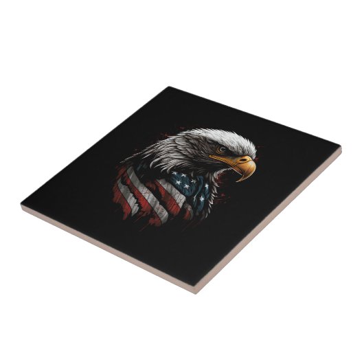 Eagle ontwerp met Amerikaanse vlag Tegeltje (Zijkant)