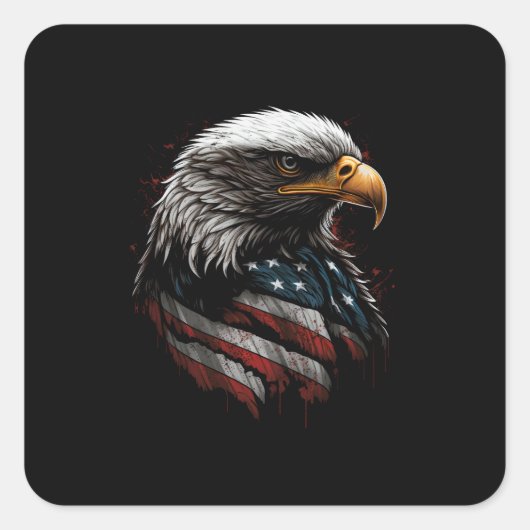 Eagle ontwerp met Amerikaanse vlag Vierkante Sticker (Voorkant)