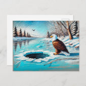 Eagle op Frozen River beroemd gemaakt door Ice Hol Briefkaart (Voorkant / Achterkant)
