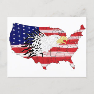 Eagle Over America Painted Flag Briefkaart