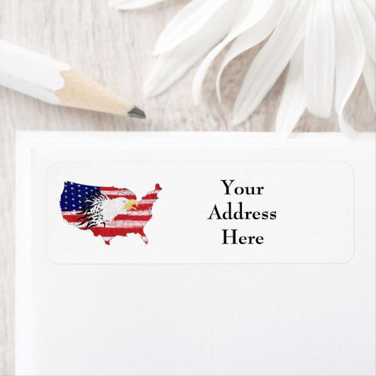 Eagle Over America Painted Flag Etiket (Insitu)