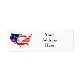 Eagle Over America Painted Flag Etiket