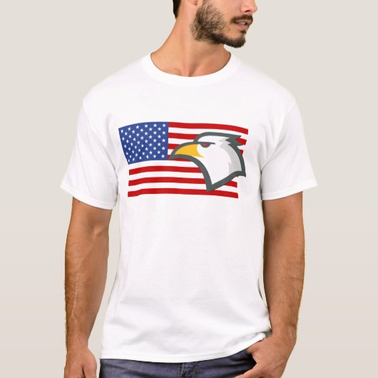 Eagle over Amerikaanse vlag T-shirt (Voorkant)