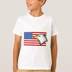 Eagle over Amerikaanse vlag T-shirt