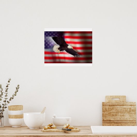Eagle over het Amerikaanse Poster van de vlag (Keuken)