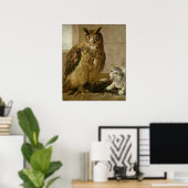 Eagle Owl and Cat with Dead Rats Poster (Thuiskantoor)