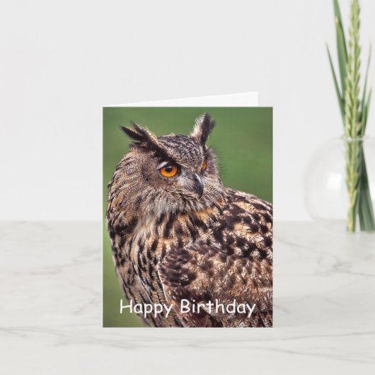 Eagle Owl Birthday Card Kaart (Voorkant)