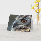 Eagle Owl - Blanco Wenskaart Kaart (Gele Bloem)