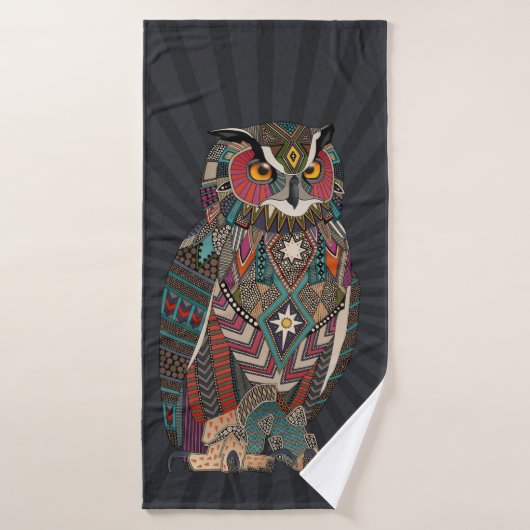 eagle owl dark badhanddoek (Badhanddoek)