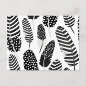 Eagle Owl Feather Pattern Waterverf Black White Briefkaart (Voorkant)