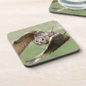 Eagle Owl in vlucht Bier Onderzetter (Linkerzijde)