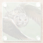 Eagle Owl in vlucht Glazen Onderzetter (Achterkant)