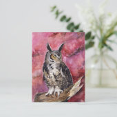 Eagle owl Oktober waterverf Briefkaart (Staand voorkant)