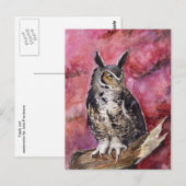 Eagle owl Oktober waterverf Briefkaart (Voorkant / Achterkant)