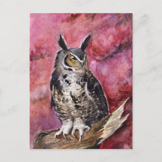 Eagle owl Oktober waterverf Briefkaart