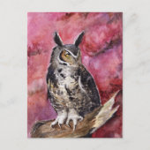 Eagle owl Oktober waterverf Briefkaart (Voorkant)