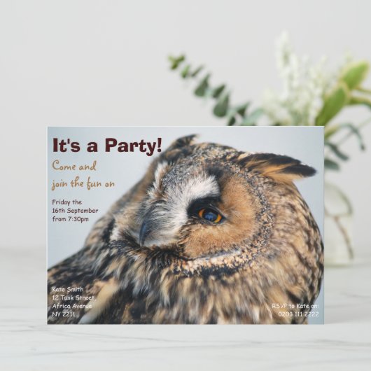 Eagle Owl Party Invitation Kaart (Staand voorkant)