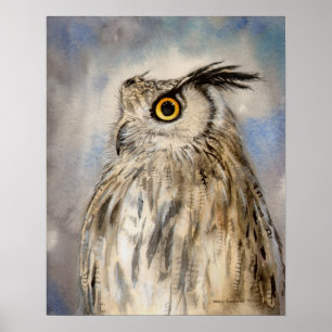 Eagle Owl Waterverf Art Wildlife Print