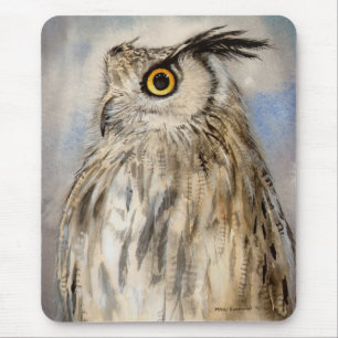 Eagle Owl Wildlife Art Portret Muismat