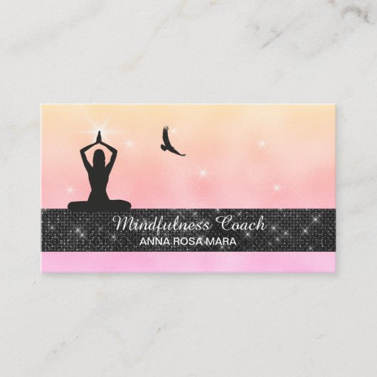 *~* Eagle Pastel Ombre Yoga Glitter Meditation Visitekaartje (Voorkant)