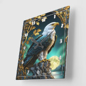 Eagle Perched on Rock beroemd gemaakt door Moonlit Vierkante Klok (Hoek)