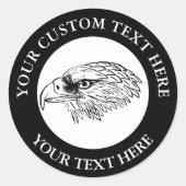 Eagle Pictogram Aangepaste tekst Ronde Sticker (Voorkant)